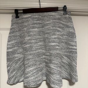 LOFT Textured Black and White Skater Skirt